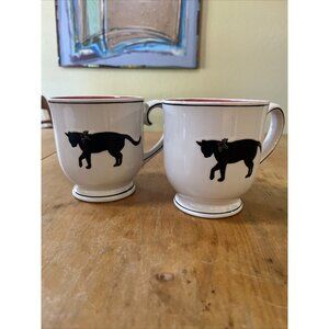 Spectrum Ceramic Set Of 2 Large Coffee Mug 16oz with Cat & Christmas Holly